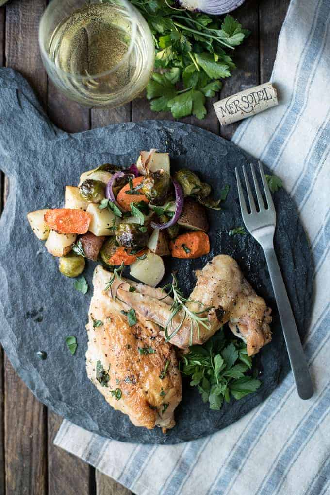 lemony garlic roasted chicken with autumn vegetables | superman cooks