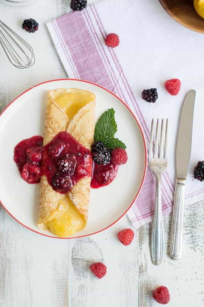 french crêpes with lemon curd & fresh berries | superman cooks