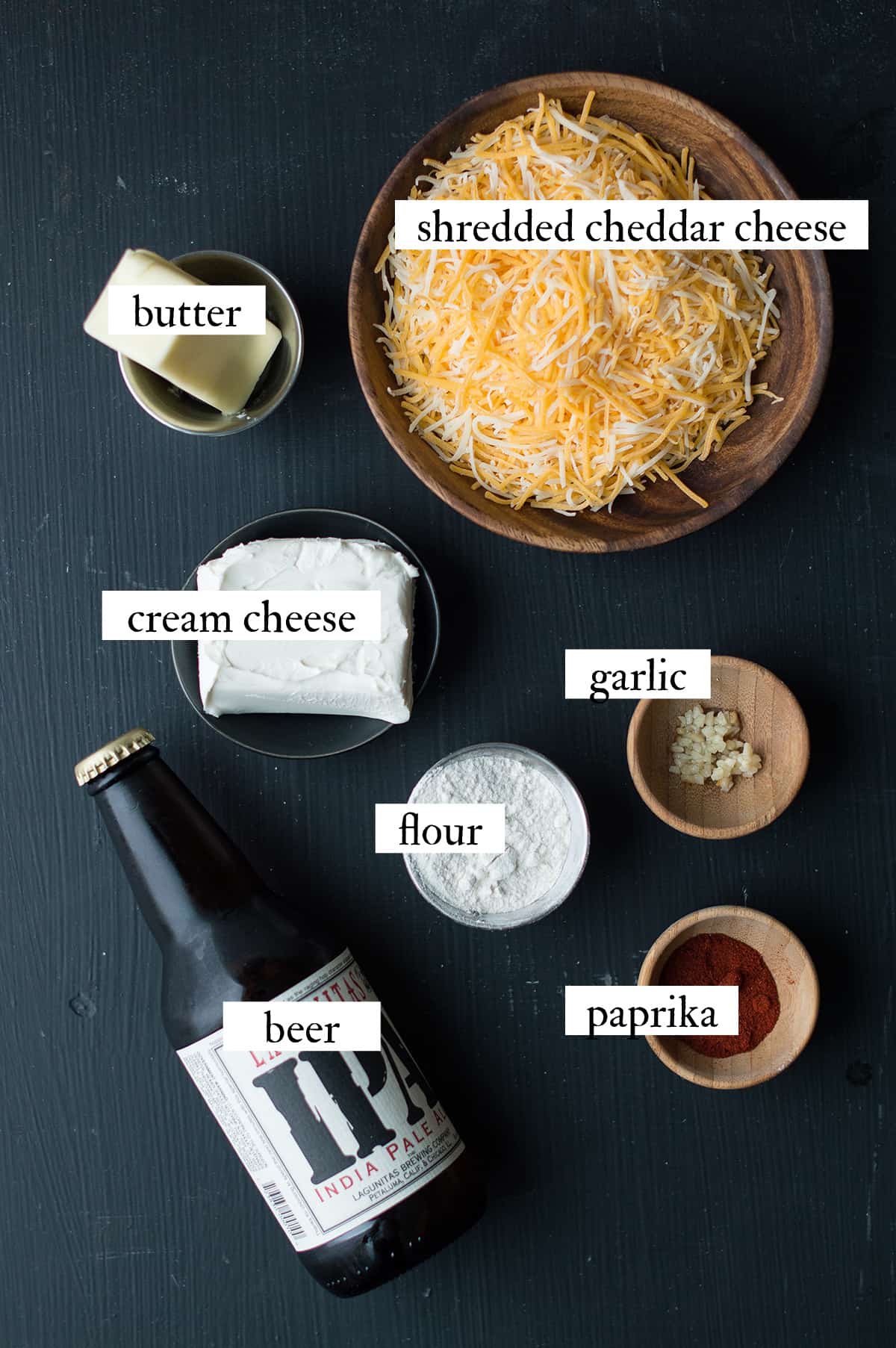 ingredients for craft beer cheese