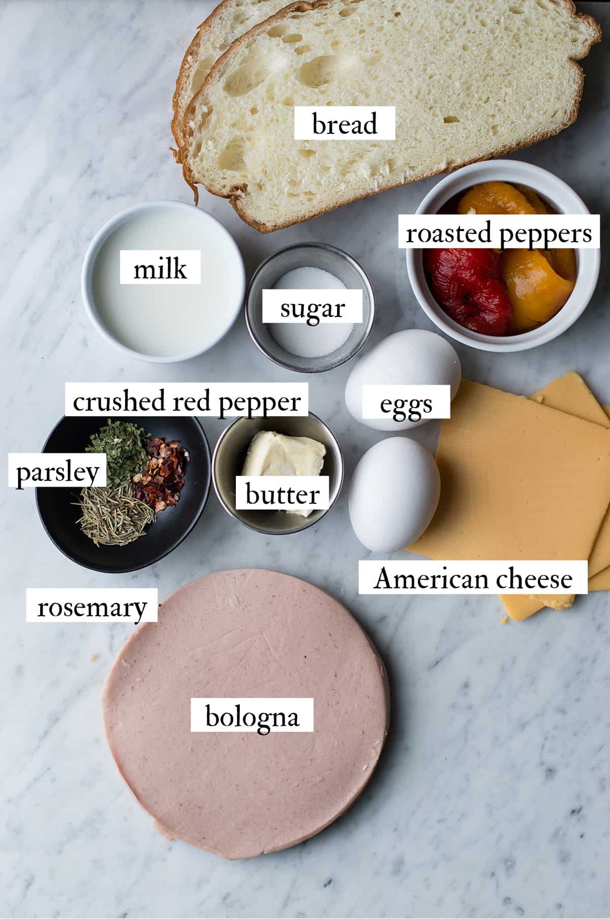 ingredients for fried bologna sandwich