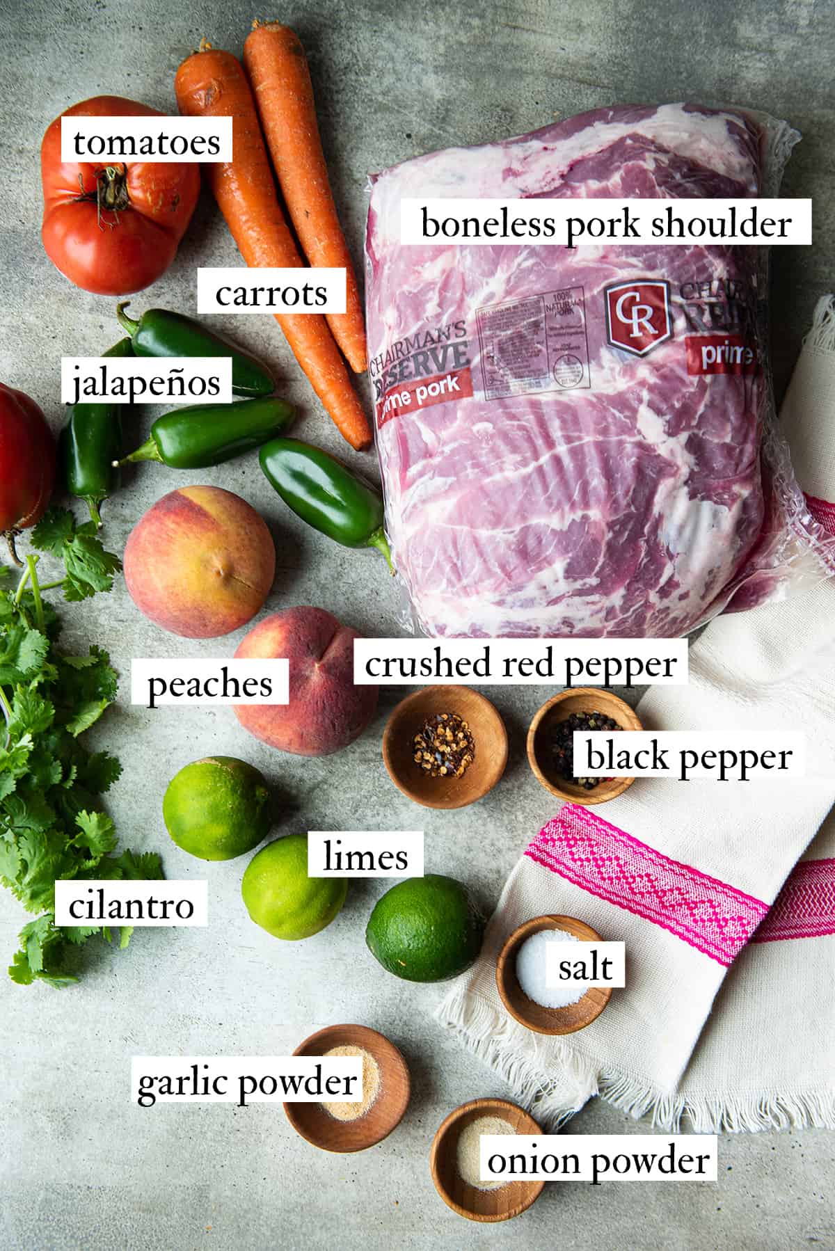 ingredients for pork tacos