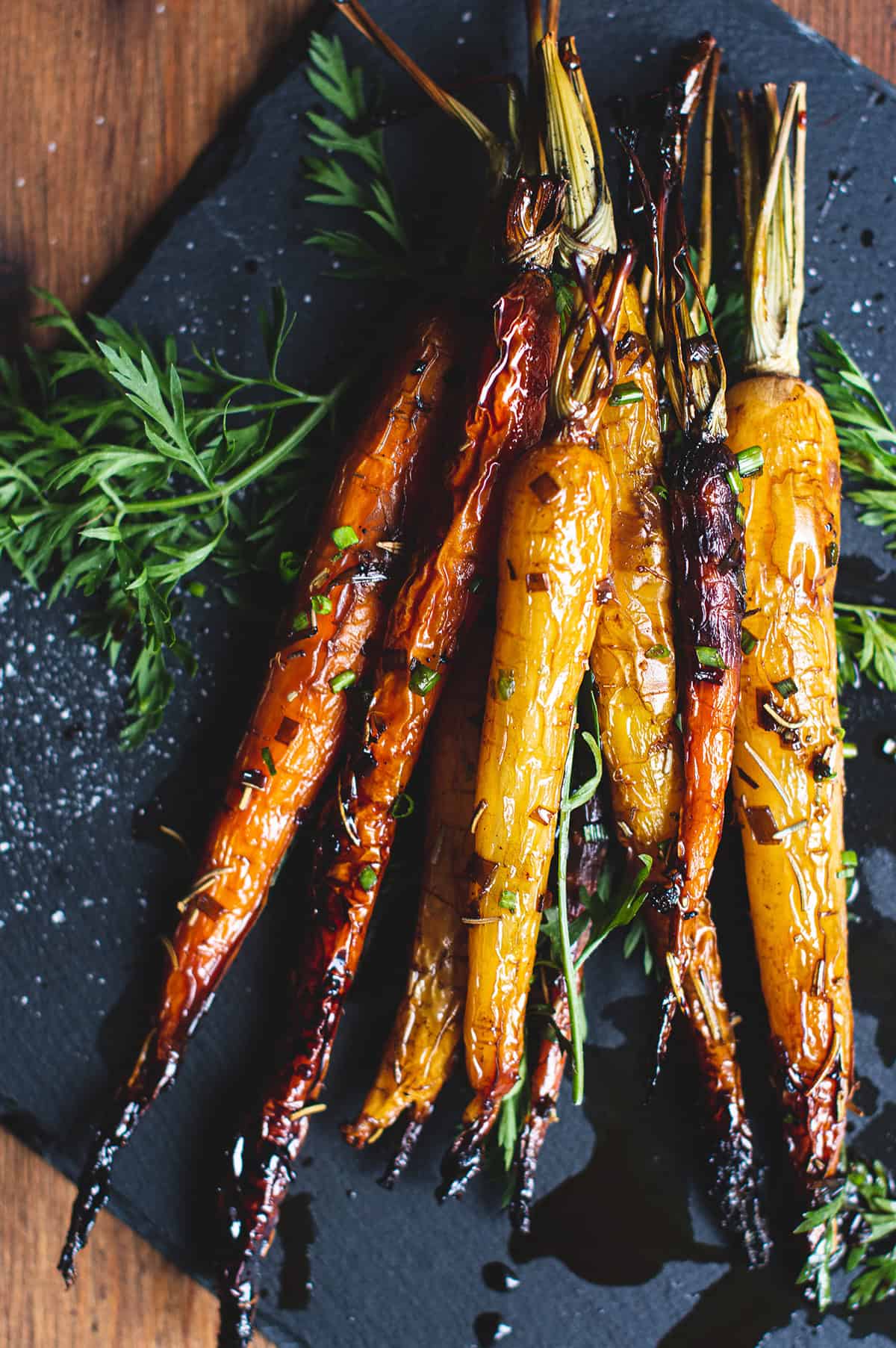 roasted rainbow carrots with balsamic glaze