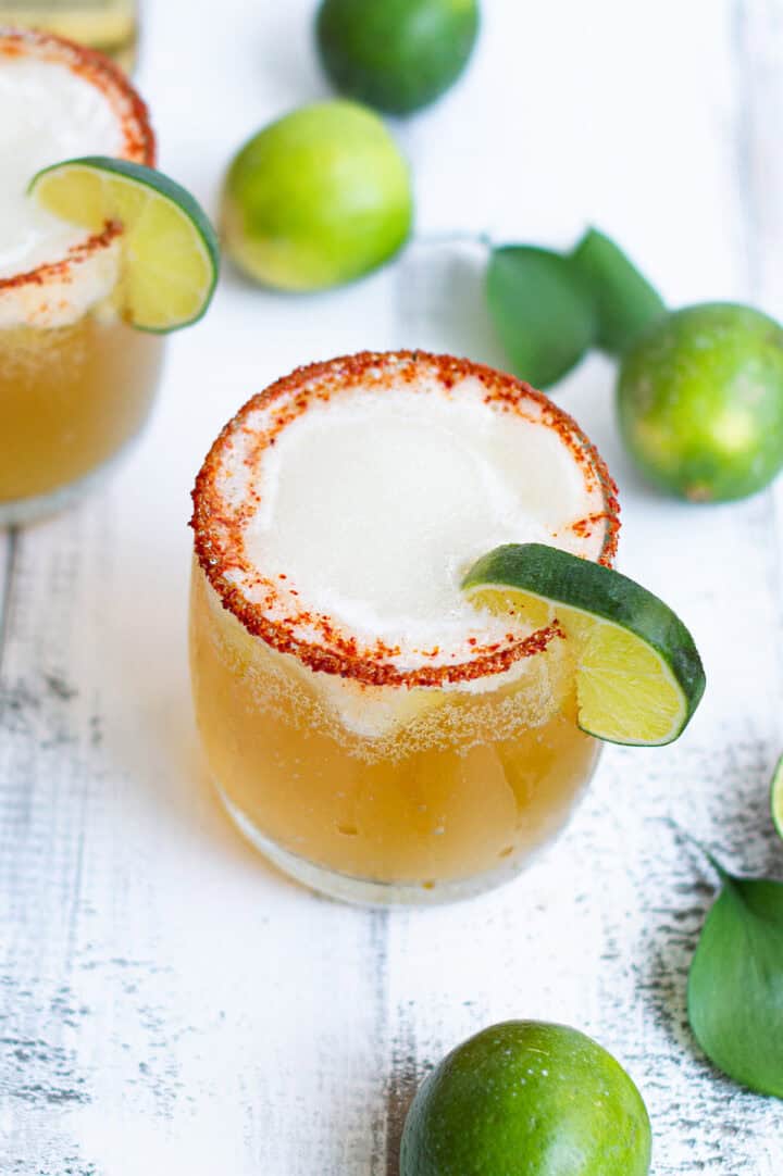 Iceberg Margarita crowned with beer and chili-lime rim