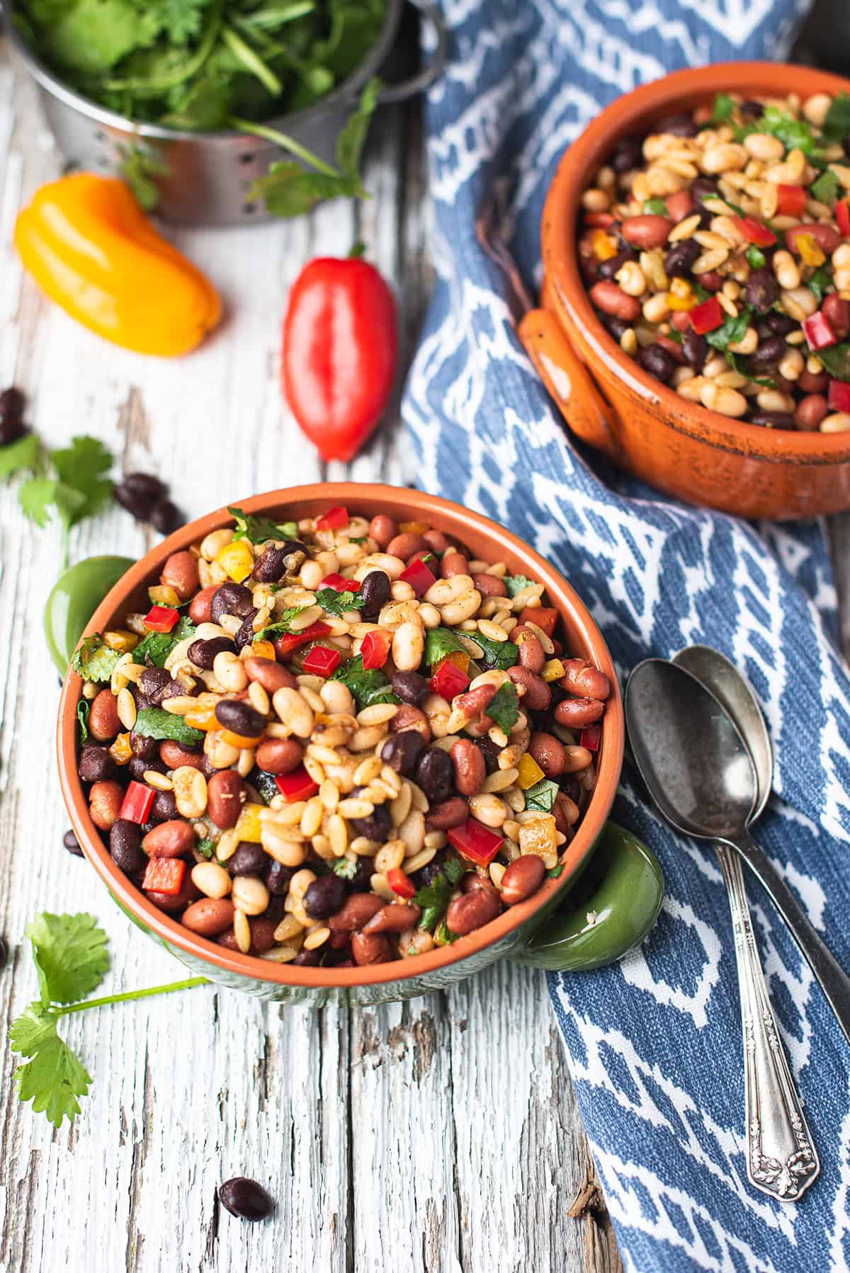 make-ahead Southwestern bean salad served as a fresh side dish