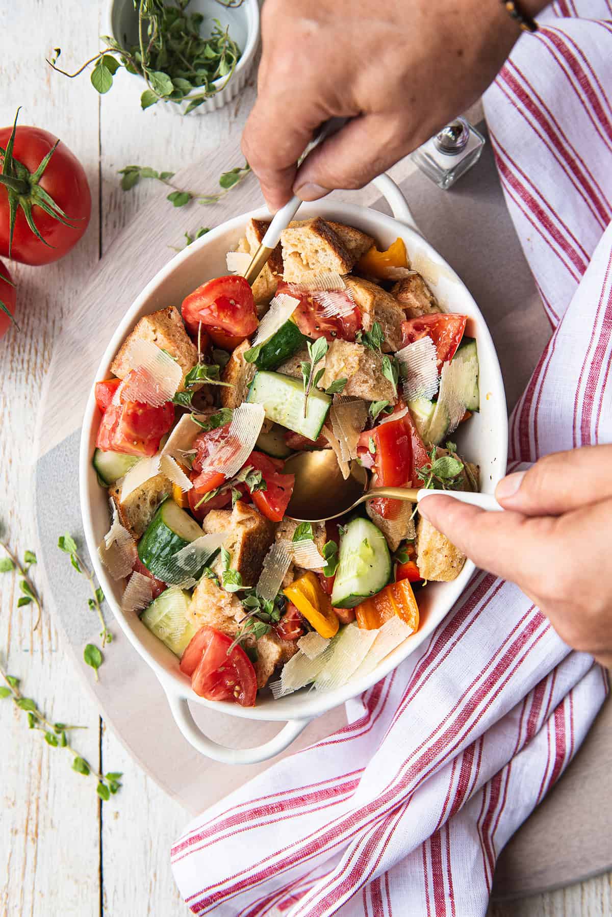 Panzanella Salad Served