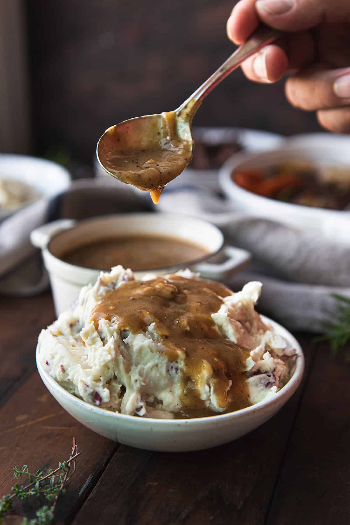 Beef Gravy Over Potatoes